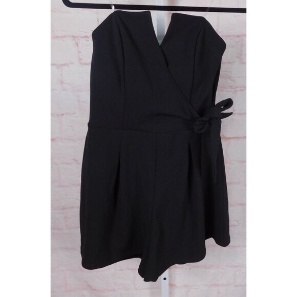 Trixxi Black Strapless Romper Medium V Notch Waist Tie Dressy - Picture 1 of 12